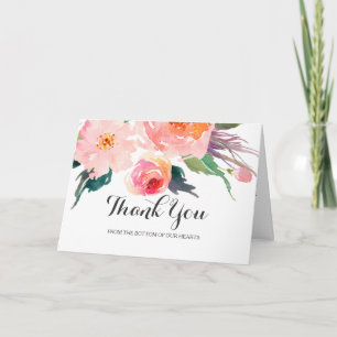 Chic Watercolor Floral Wedding Thank You Card