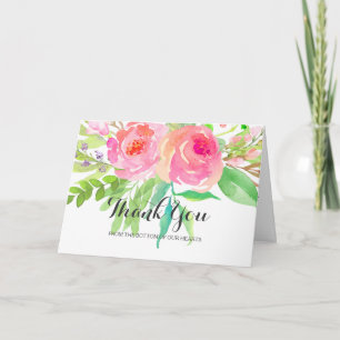 Chic Watercolor Floral Wedding Thank You Card