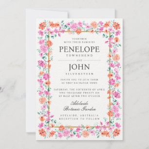 Chic Watercolor Flower Botanical Garden Wedding Invitation