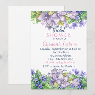 Chic Watercolor Flowers Bridal Shower Invitation