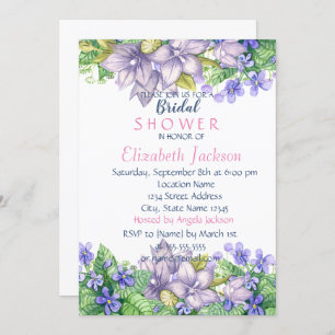 Chic Watercolor Flowers  Bridal Shower Invitation
