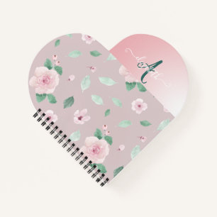 Chic Watercolor Flowers Monogram Notebook