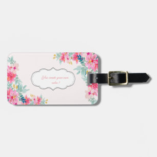 Chic Watercolor Flowers,Motivational Message Luggage Tag