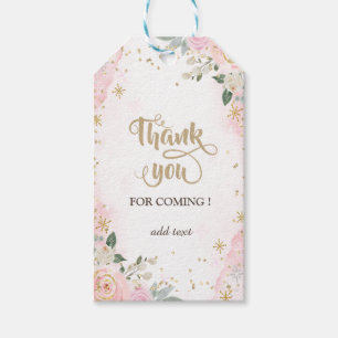 Chic Watercolor Flowers Snowflakes Thank You  Gift Tags