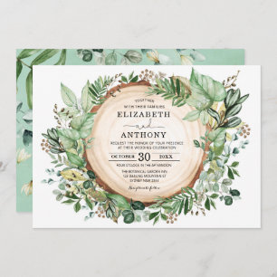 Chic Watercolor Greenery Botanical Forest Wedding Invitation