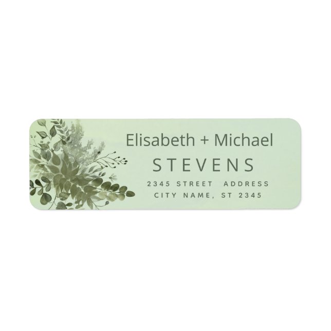 Chic watercolor greenery eucalyptus couple script (Front)