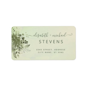 Chic watercolor greenery eucalyptus couple script  label