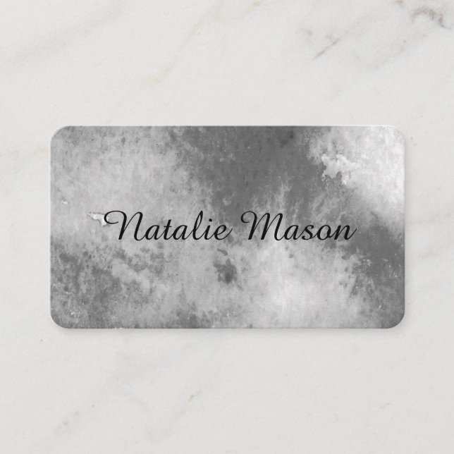 Chic Watercolor Grey with Monogram Business Card (Front)