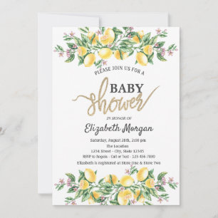 Chic Watercolor Lemons Botanical Baby Shower Invitation