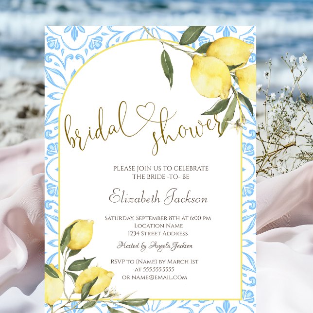 Chic Watercolor Lemons Bridal Shower  Invitation (Creator Uploaded)