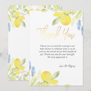 Chic Watercolor Lemons Thank You Card
