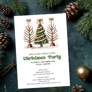 Chic watercolor leopard Christmas tree party Invitation