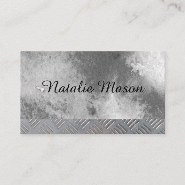 Chic Watercolor | Metal Steel Trim Business Card (Front)