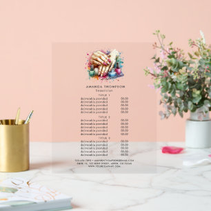 Chic Watercolor Nail Salon Pricing and Services Acrylic Sign