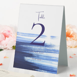 Chic Watercolor Navy Brush Strokes Wedding Guest