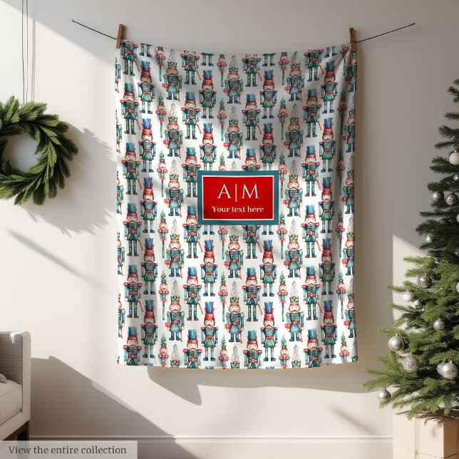 Chic watercolor nutcracker merry Christmas gift Fleece Blanket (Chic watercolor nutcracker merry Christmas gift throw)