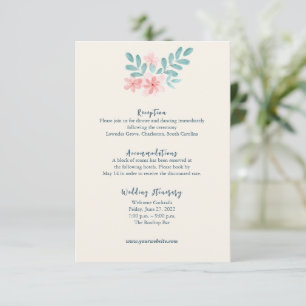Chic Watercolor Pink Floral Detail Enclosure Card