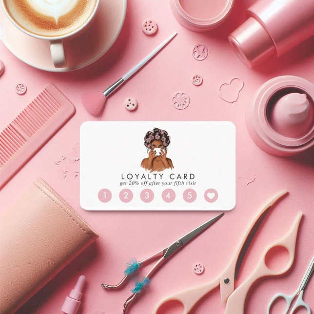 Chic Watercolor Pink Hair Salon Loyalty Card (Chic Watercolor Pink Hair Salon Loyalty Card)