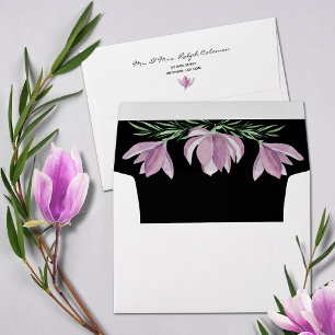 Chic Watercolor Purple Magnolias Envelope