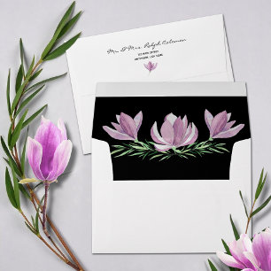 Chic Watercolor Purple Magnolias Envelope