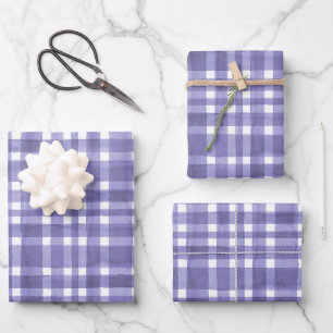 Chic Watercolor Purple Plaid pattern Wrapping Paper Sheet