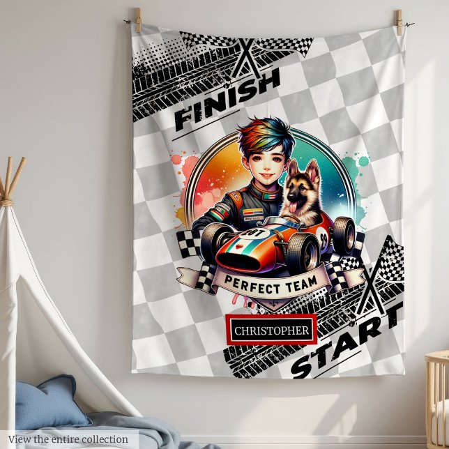 Chic Watercolor Racing Boy Formula 1 Blanket (Chic Watercolor Racing Boy Formula 1 Blanket)