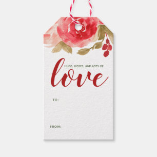 Chic Watercolor Roses LOVE Valentine's Day Gift Tags