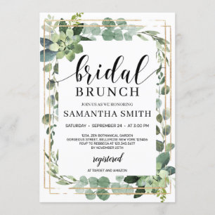 Chic watercolor succulent floral bridal brunch invitation