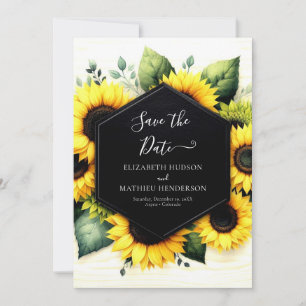 Chic Watercolor Sunflower Wedding Save The Date