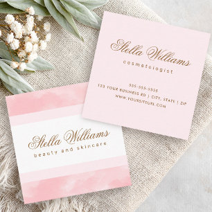 Chic watercolor trendy spa boutique calligraphy square business card