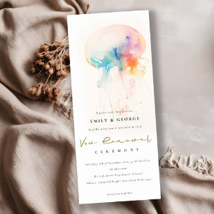 Chic Watercolor Underwater Jellyfish Vow Renewal  Invitation