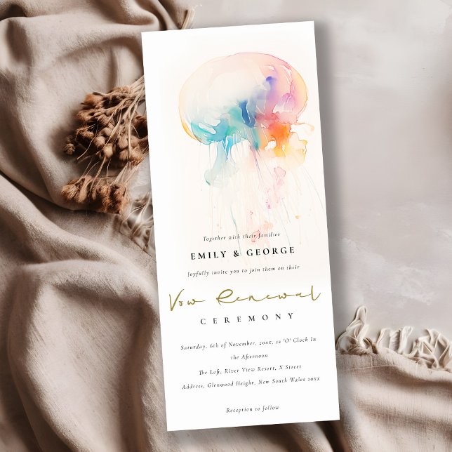 Chic Watercolor Underwater Jellyfish Vow Renewal  Invitation (Creator Uploaded)
