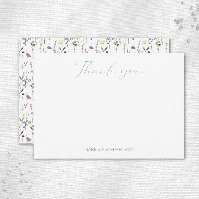 Chic Watercolor Wildflower Custom Bridal Shower Thank You Card (Creator Uploaded)