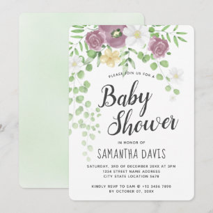 Chic Watercolor Wildflowers Garden Baby Shower Invitation