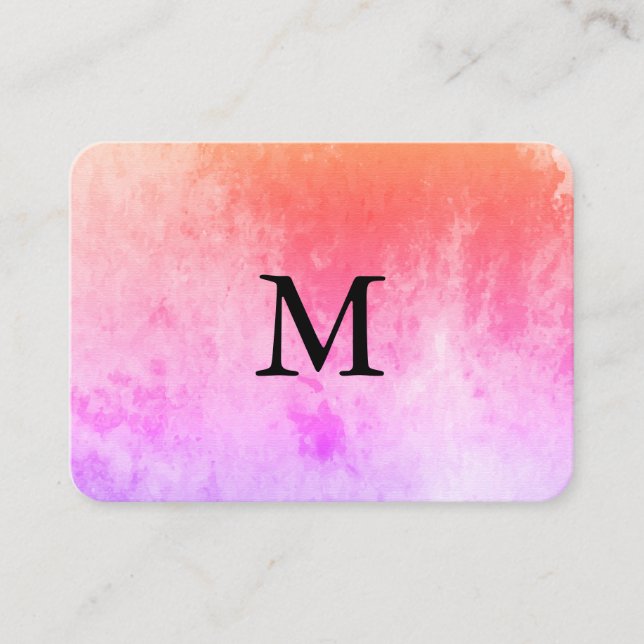 Chic Watercolor with Monogram Business Card (Front)