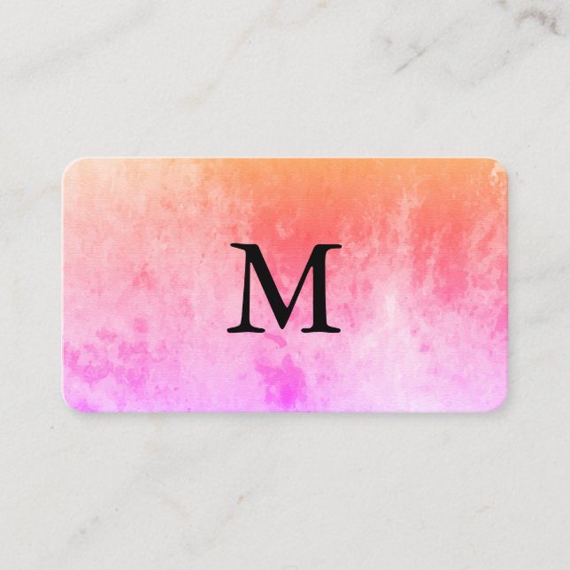 Chic Watercolor with Monogram Business Card (Front)