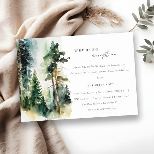 Chic Watercolor Woodland Forest Wedding Reception Enclosure Card