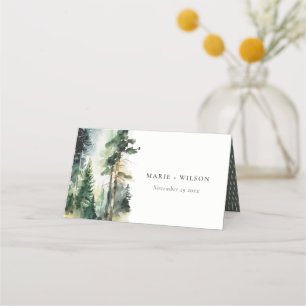 Chic Watercolor Woodland Forest Wedding Website Place Card