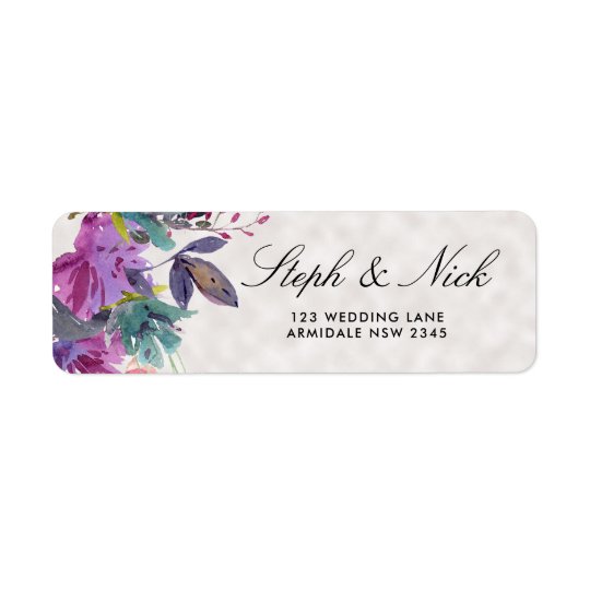 Chic watercolour meadow floral pearl wedding return address label