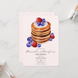Chic watercolour pancakes brunch & baby shower  invitation