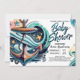 Chic Waves Anchor Baby Shower Invitation