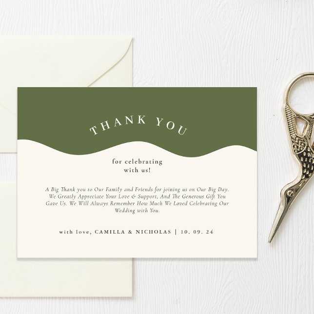 Chic Wavy Pattern Wedding Thank You Card (Creator Uploaded)