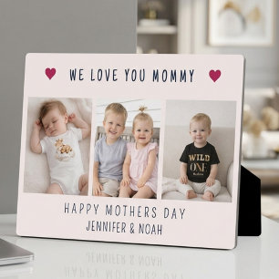 Chic We Love You Mummy 3 Photo Collage Blush Pink Plaque