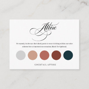 Chic Wedding Colour Palette Attire Dress Code Card