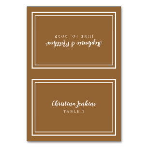 Chic Wedding Custom Guest Place Card  Rustic Brown