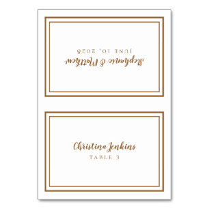 Chic Wedding Custom Rustic Brown Guest Place Card 