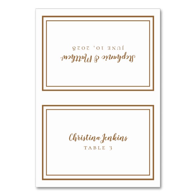 Chic Wedding Custom Rustic Brown Guest Place Card  (Front)