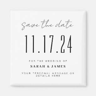 Chic Wedding Date Minimalist Save the Date Magnet