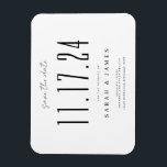 Chic Wedding Date Non-Photo Save The Date Magnet<br><div class="desc">A simple modern save the date card. Personalise this chic black and white design to have your wedding date,  names and details.</div>