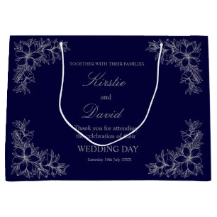 Chic Wedding Day Ornate Frame and Flowers Large Gift Bag